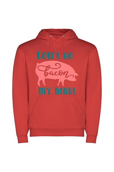 iLovePrints Bacon-inspired Piggy Art Φούτερ με κουκούλα σε χρώμα Κόκκινο