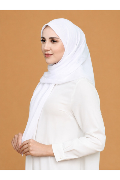 Generic Brand Plain Flamed Cotton Scarf White 10Pcs