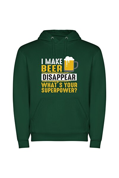 iLovePrints Disappearing Beer Superpowers Φούτερ με κουκούλα σε χρώμα Πράσινο