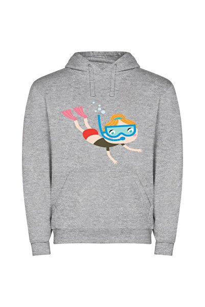 iLovePrints Deep Sea Explorer Φούτερ με κουκούλα σε χρώμα Γκρι