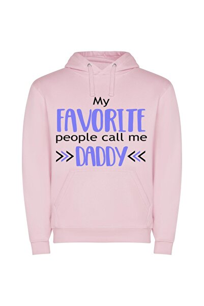 iLovePrints Beloved Daddy, Favorite Friend Φούτερ με κουκούλα σε χρώμα Ροζ