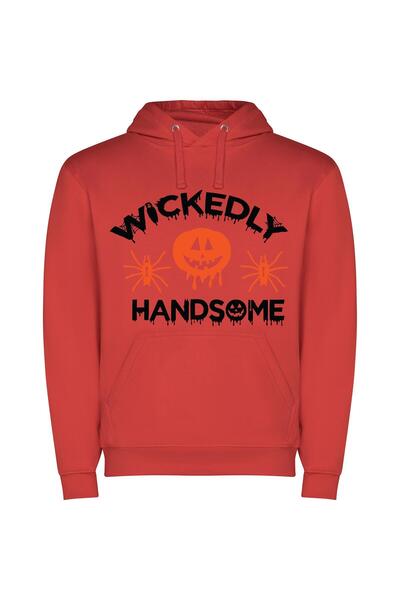 iLovePrints Whacky Jack-o'-Lantern Sign Φούτερ με κουκούλα σε χρώμα Κόκκινο