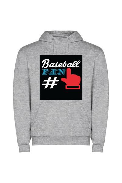 iLovePrints Digital Baseball Fan Art+ Φούτερ με κουκούλα σε χρώμα Γκρι