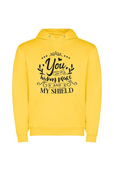 iLovePrints Sheltered Shield of Comfort Φούτερ με κουκούλα σε χρώμα Κίτρινο