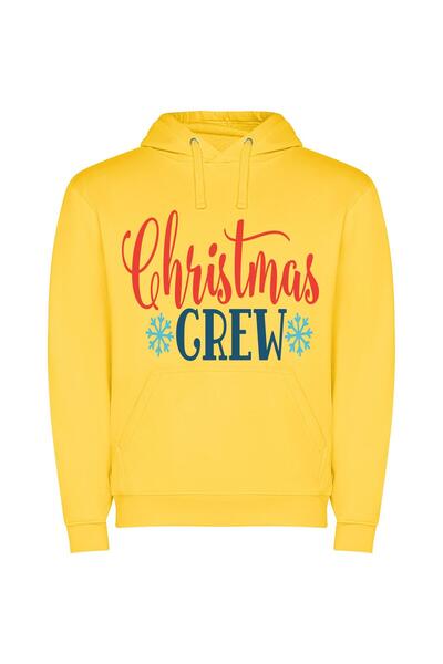 iLovePrints Colorful Christmas Crew Creation Φούτερ με κουκούλα σε χρώμα Κίτρινο