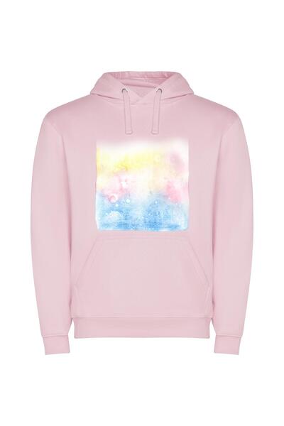 iLovePrints Colorful Watercolor Dream Φούτερ με κουκούλα σε χρώμα Ροζ