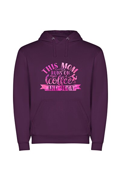 iLovePrints Mocha Marathon Mama Φούτερ με κουκούλα σε χρώμα Μωβ