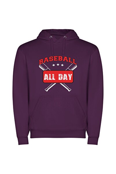 iLovePrints Full Day Baseball Experience Φούτερ με κουκούλα σε χρώμα Μωβ