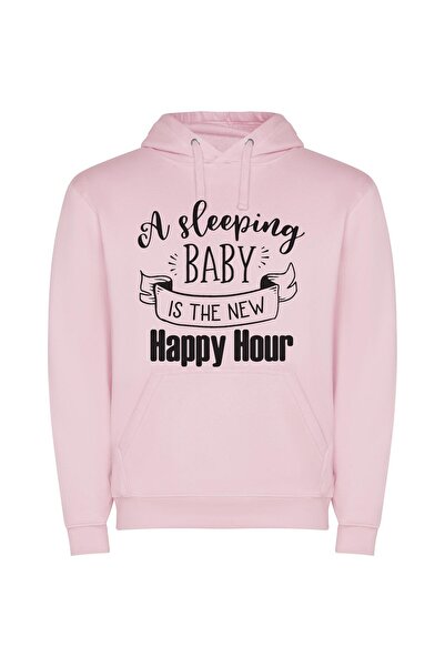 iLovePrints Blissful Slumber: New Happy Φούτερ με κουκούλα σε χρώμα Ροζ