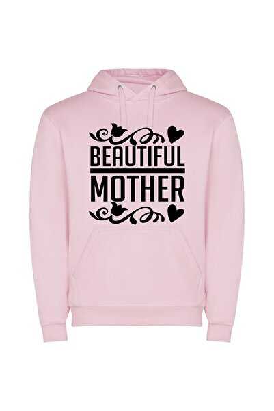 iLovePrints Elegantly Captured Motherhood Φούτερ με κουκούλα σε χρώμα Ροζ