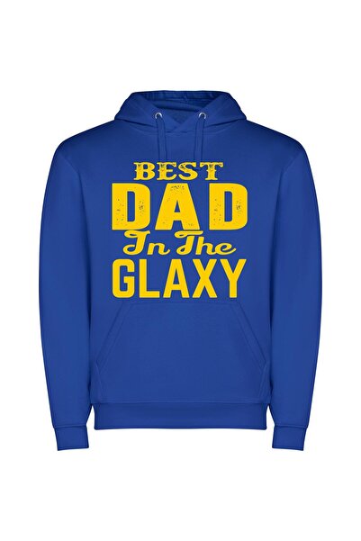 iLovePrints Galactic Super Dad Φούτερ με κουκούλα σε χρώμα Μπλε
