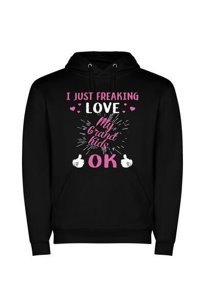 iLovePrints Grand Love: Trending Wallpaper Φούτερ με κουκούλα σε χρώμα Μαύρο