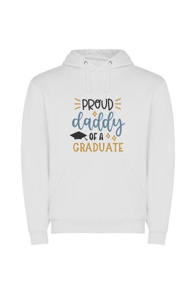 iLovePrints Beaming Graduate Daddy Φούτερ με κουκούλα σε χρώμα Λευκό