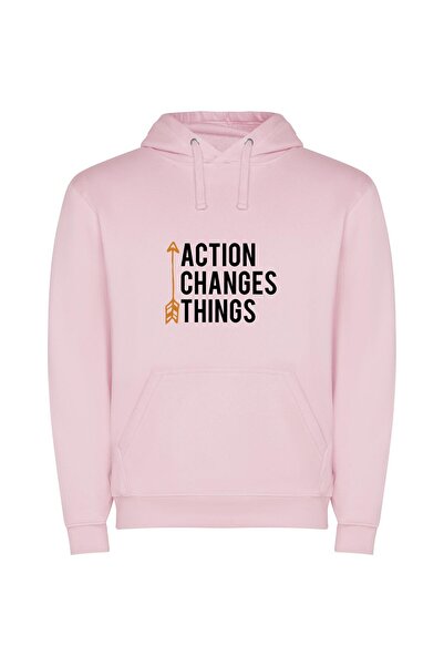 iLovePrints Action: Transforming the World Φούτερ με κουκούλα σε χρώμα Ροζ