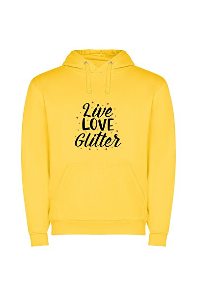 iLovePrints Glamour in Glitter Land Φούτερ με κουκούλα σε χρώμα Κίτρινο