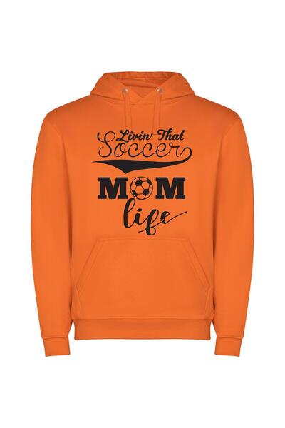 iLovePrints Moms, Soccer, and Life Φούτερ με κουκούλα σε χρώμα Πορτοκαλί
