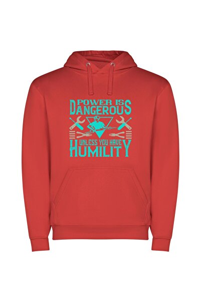 iLovePrints Power with Humble Grace Φούτερ με κουκούλα σε χρώμα Κόκκινο