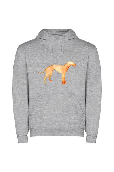 iLovePrints Elegant Anthropomorphic Dog Φούτερ με κουκούλα σε χρώμα Γκρι