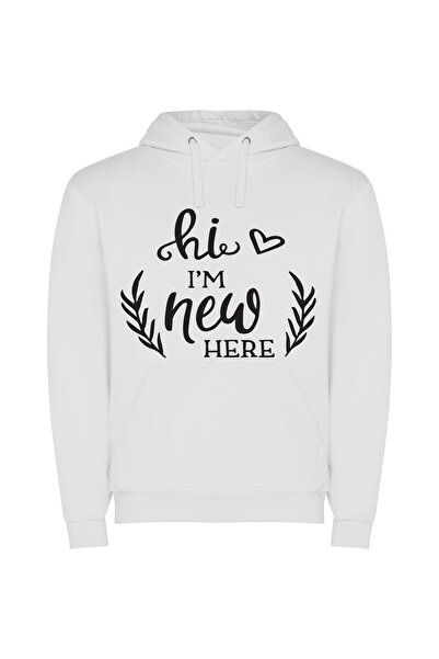 iLovePrints New Love, Hand-drawn Bliss Φούτερ με κουκούλα σε χρώμα Λευκό
