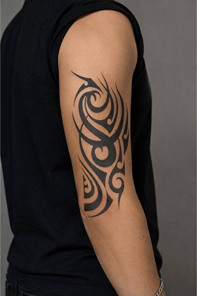 Genel Markalar Tribal Desenli Geçici Dövme Tattoo Siyah Büyük Unisex Erkek Ka...