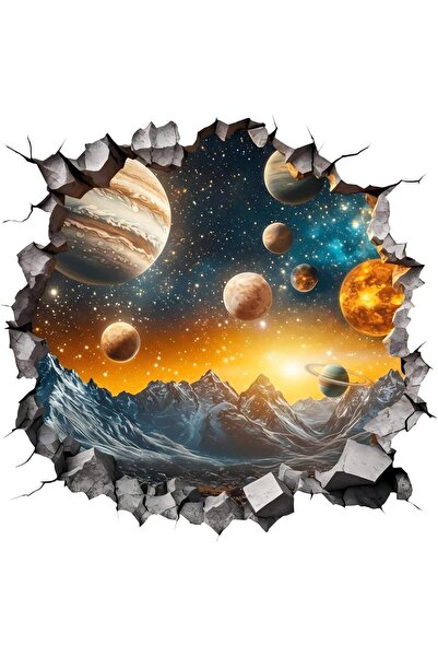 KASTWAVE 2Pcs Space Planet Wall Stickers Decals, Removable Solar System Water...