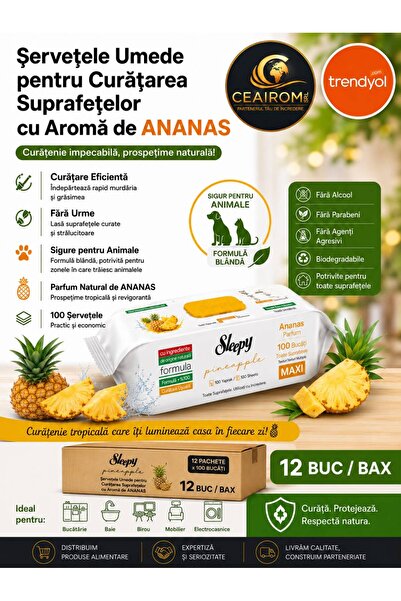 OEM PROMOTIE 12 PACHETE Șervețele Umede pentru Curățarea Suprafețelor – Aromă...