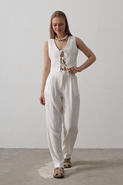 pazarella Tie-Up Vest - White
