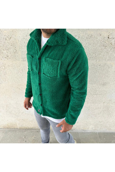 Veraura Lifestyle Men's Plush Fleece Cardigan Shirt – Collared, Button-Down, ...