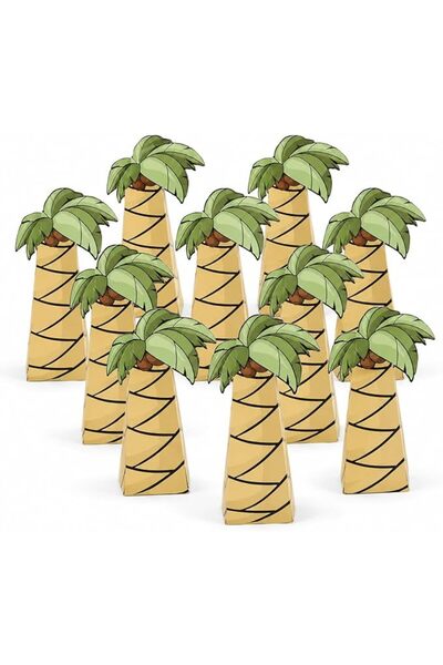 Generic 10 Pack Palm Tree Kraft Paper Favor Boxes, 10.5 x 5 x 14 cm Foldable ...