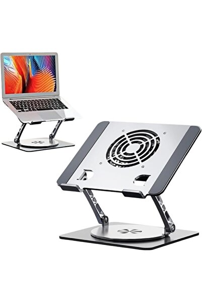 GENERAL Aluminum Laptop Stand 360° Swivel Base Adjustable Riser with Fan | Ad...