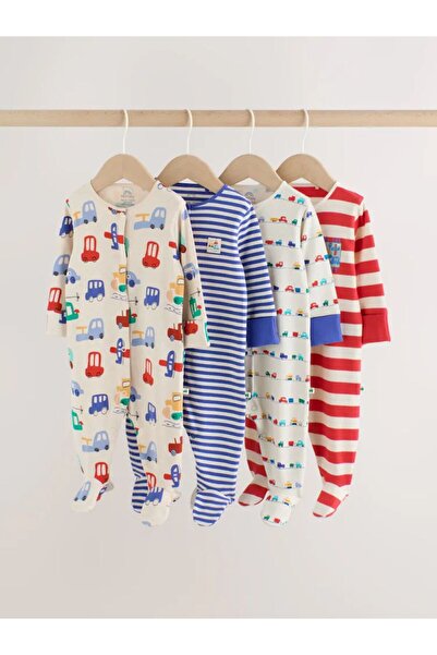 Next Baby Multicolored Vehicle-Print Cotton Sleepsuit Set (4-Pack)