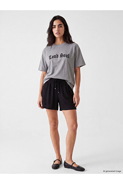 LC Waikiki Black Elastic Waist Women's Shorts