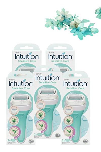 Schick Intuition 5 قطع شفرات حلاقة للعناية الحساسة مع الألوة فيرا والشاي الأخ...