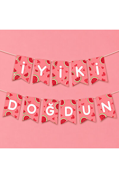 Dijital Nostal İyi Ki Doğdun Trend Karpuz Temalı Harf Banner Flama Süs Doğum ...