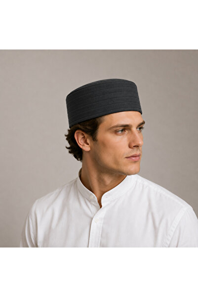koçaktoptan Dark Gray Suede Stitched Skullcap
