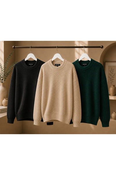 oneoff Women's Premium Crew Neck Oversize Knitwear Sweater Soft Knitted Sweater