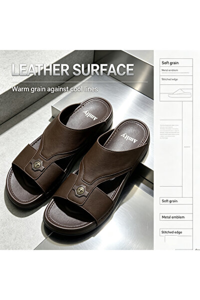 Dhiaa Walk Men's Leather Slippers - Comfortable Design for Long-Term Daily Us...