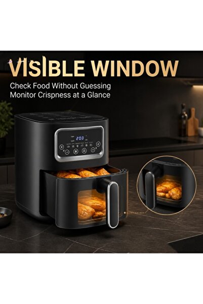 Generic Brand Visible Window Air Fryer, Programmable Digital Air Fryer with T...