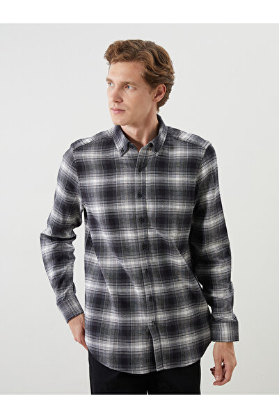 LC Waikiki Ozmarka New Season Black Regular Fit Long Sleeve Plaid Poplin Men'...