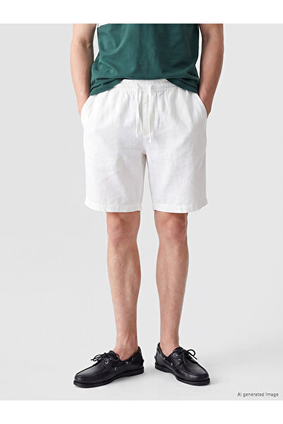LC Waikiki Peak New Season White Regular Fit Linen Look Men's Shorts