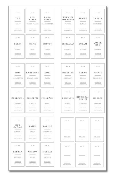 KHAKMA 36 Piece Spice Rack Label Set |   Waterproof Self-Adhesive White Label