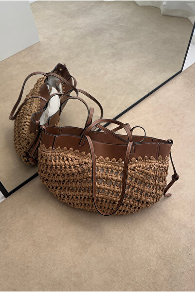 Mupa Shoes Geantă de damă din paie CAMEL HASIR