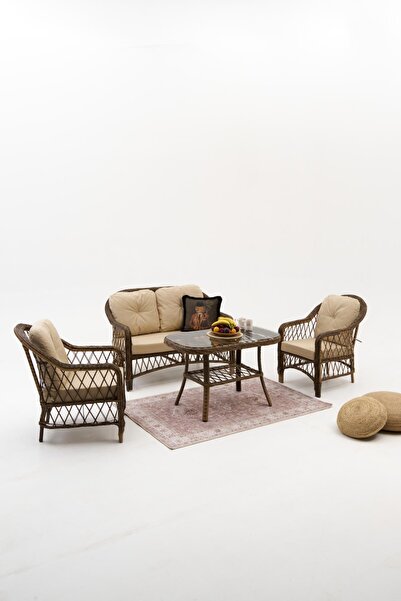 Divona Home LORES RATTAN BAHÇE BALKON OTURMA GRUBU (2+1+1+MASA )