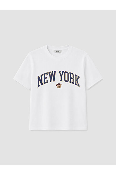 LC Waikiki White New York Printed Cotton Women's T-Shirt