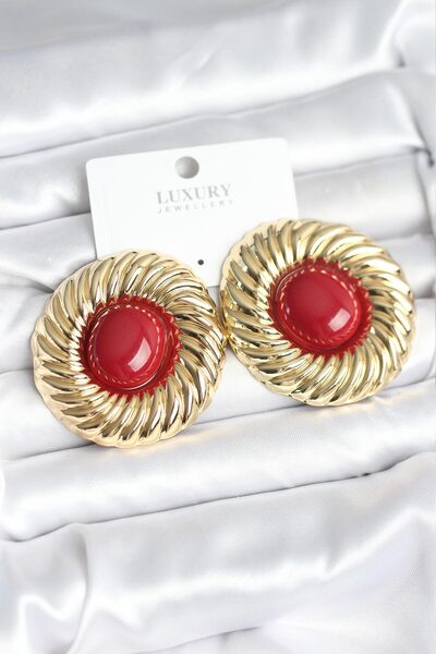 DMR Elegance Brass Gold Color Burgundy Beaded Vintage Women Earrings