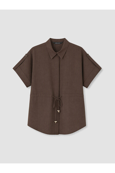 LC Waikiki Brown Lace-Up Oversized Women's Shirt