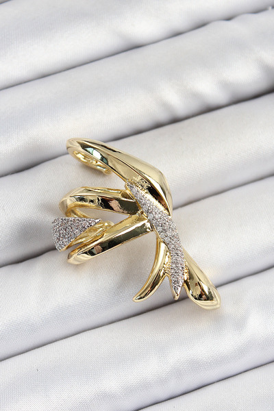 DMR Elegance Brass Zircon Stone Compression Right Cartilage Gold Color Women'...