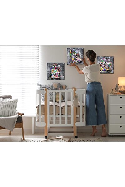 HOME MODE 3 Piece 30x30cm Graffiti Pop Art Canvas Set | Fashion Wall Art | Ha...