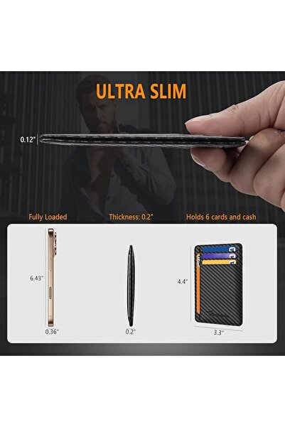 Travelambo Front Pocket Minimalist Leather Slim Wallet RFID Blocking Medium Size