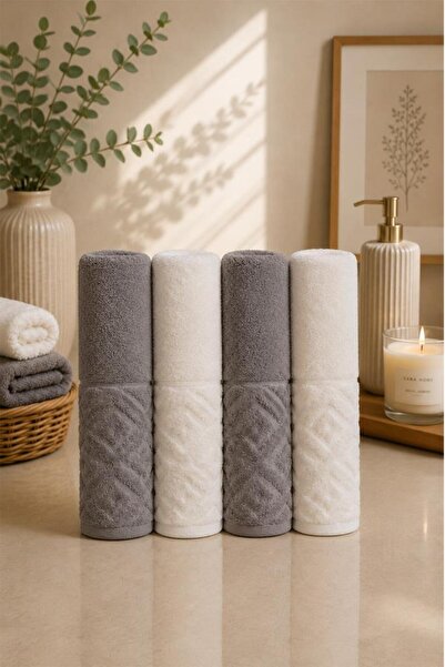 Çeyiz Diyarı Lina Hammam Set 4 Pieces Gray - Cream